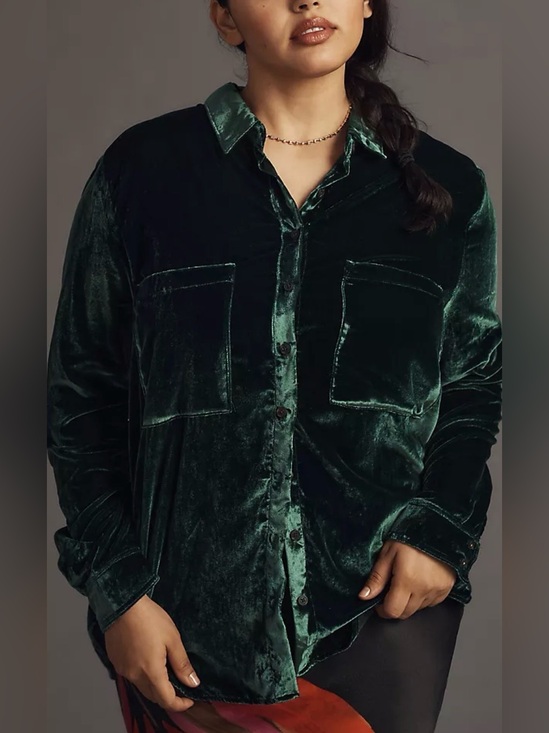 Pilcro Tops - Anthropologie Pilcro Hadley Velvet Edition Emerald Shirt Size 3X
